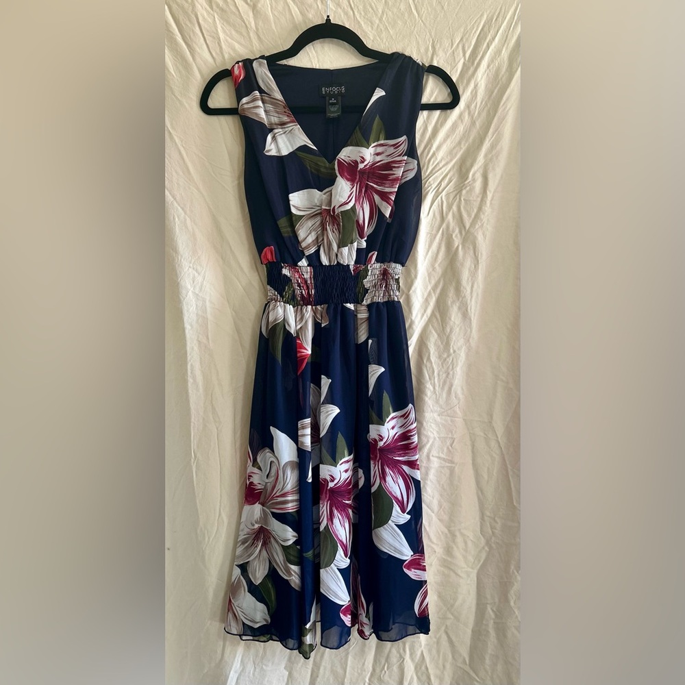 Women's Floral Dress in Navy and Pink